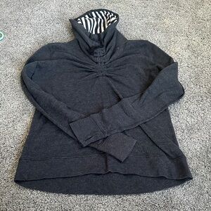 Lululemon Dark Gray Sweater with Striped Cowl Neck